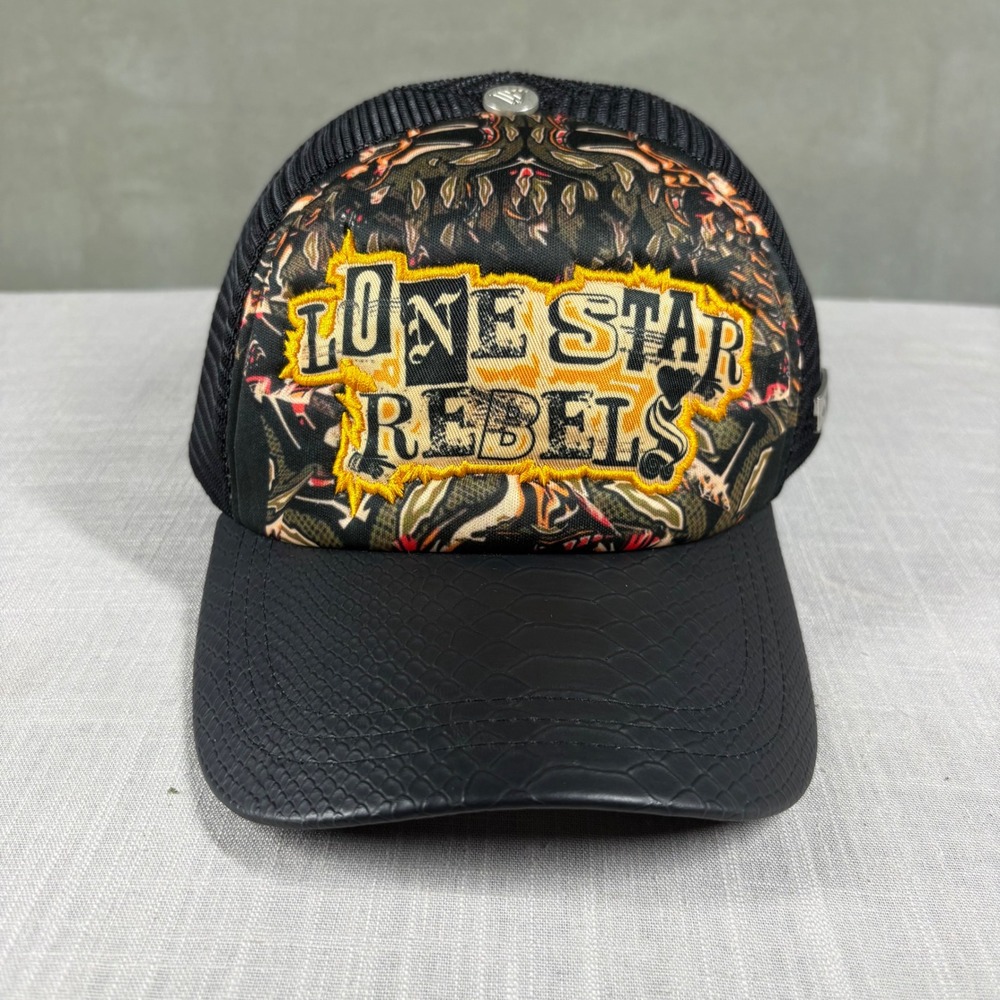 Watson Lonestar Rebels Black Trucker Hat Faux Snakeskin Brim WTSN003-TRUCK-10